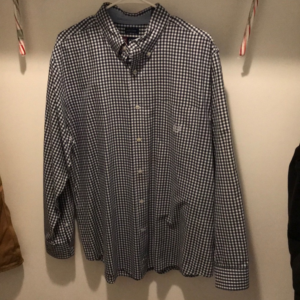 Chaps Dress Shirt (Navy Blue and White)